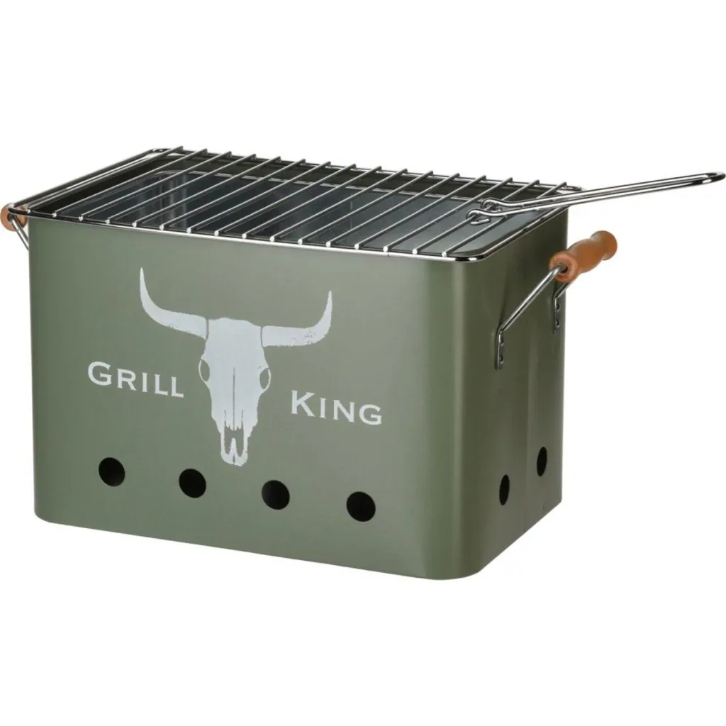 Grill King Holzkohlegrill Rechteckig - Mattgrün - 32x20x20 cm