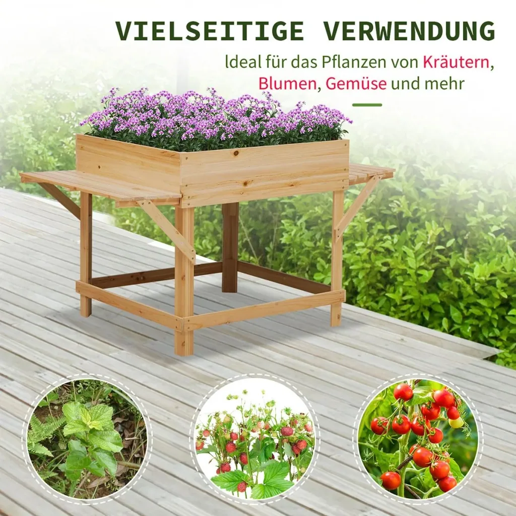 Pflanzkasten mit Ablage natur