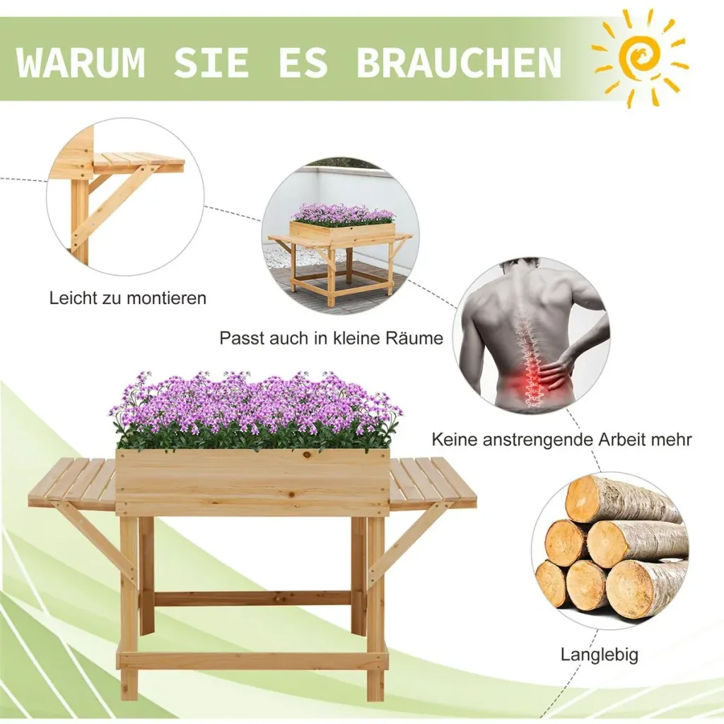 Pflanzkasten mit Ablage natur
