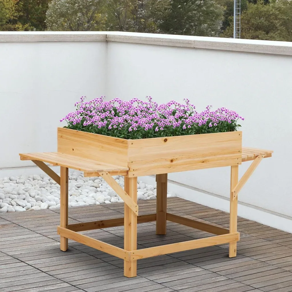 Pflanzkasten mit Ablage natur