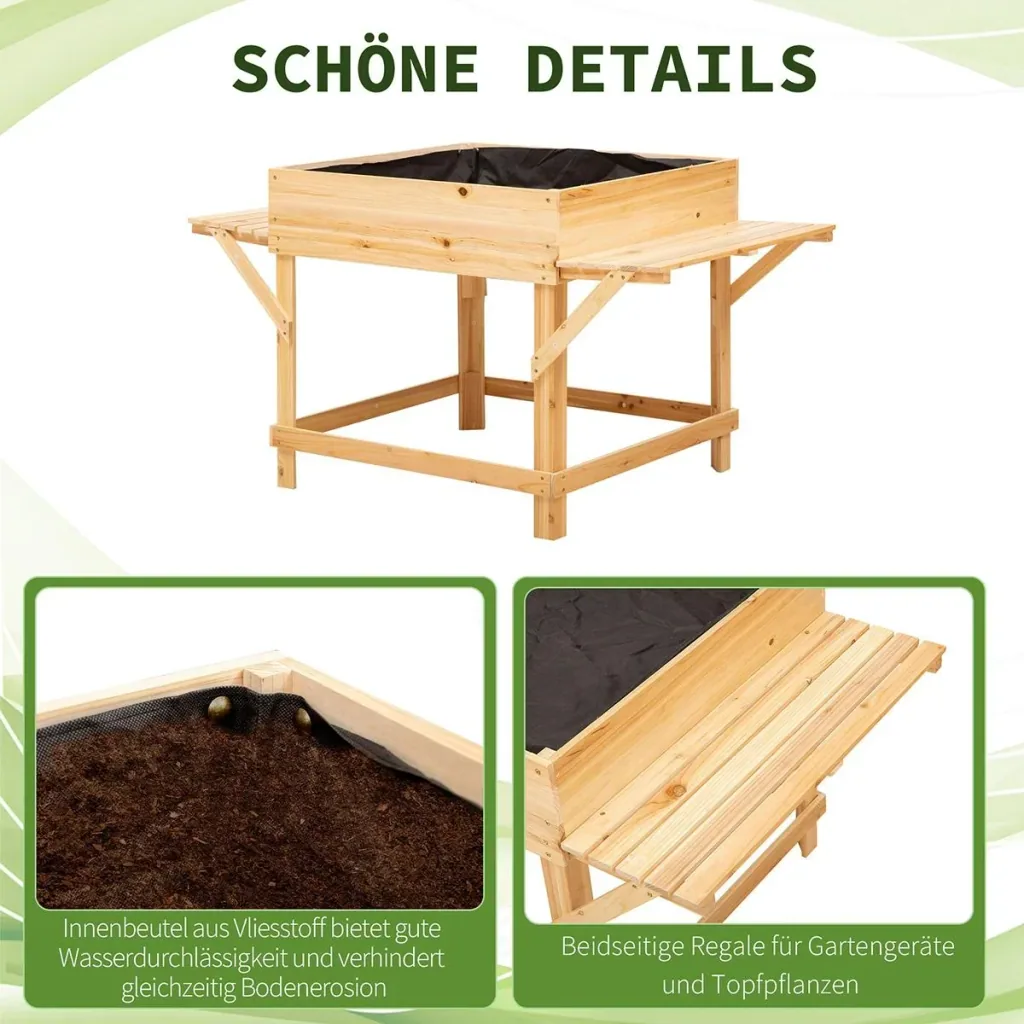 Pflanzkasten mit Ablage natur