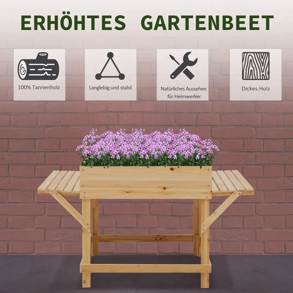 Pflanzkasten mit Ablage natur