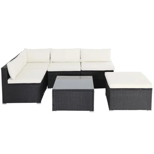 Polyrotan Lounge-Set 16-Sitzer - Schwarz