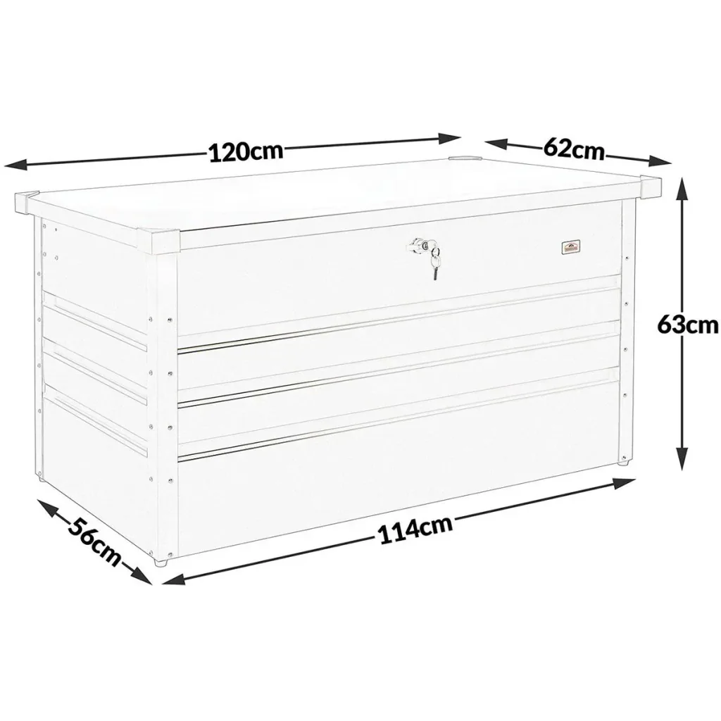 Aufbewahrungsbox Stahl mit Schloss - 120 x 62 x 63 cm - wetterfest