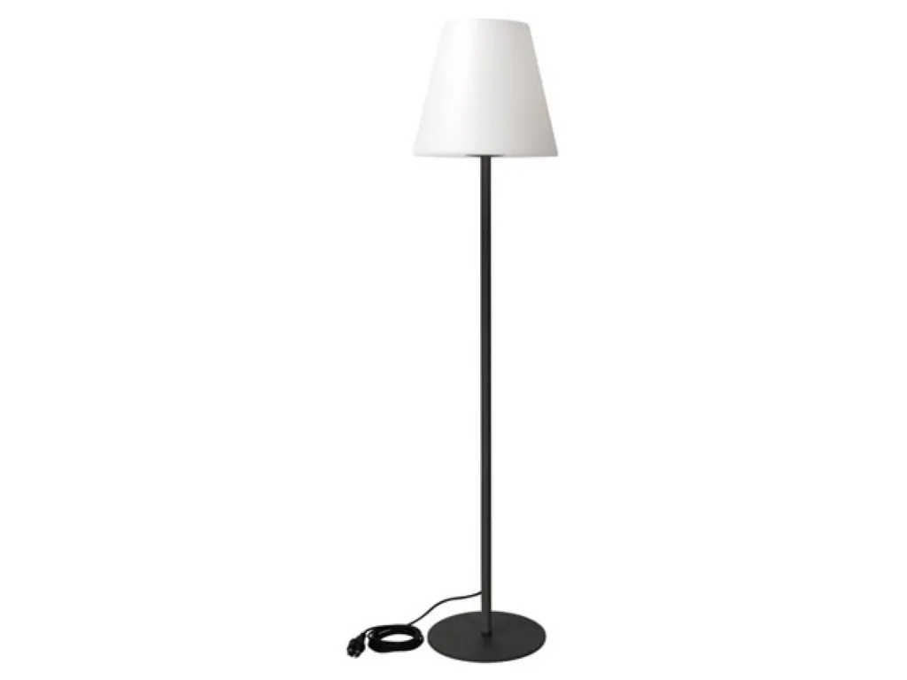 Innen- und Außenstehleuchte, 150 cm, IP65 wasserdicht, E27-Fassung, modernes Design, weißer Kunststoffschirm, Stehleuchte mit Stahlsockel, Umgebungsbeleuchtung für Garten, Terrasse und Wohnzimmer