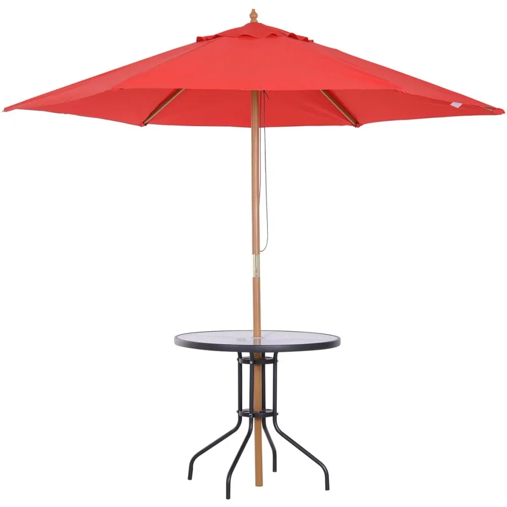 Gartentisch mit Sonnenschirmhalter schwarz