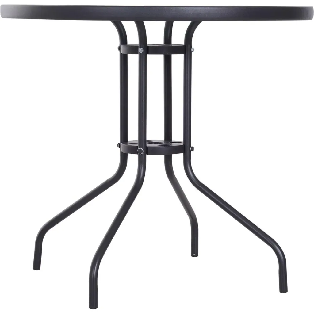 Gartentisch mit Sonnenschirmhalter schwarz