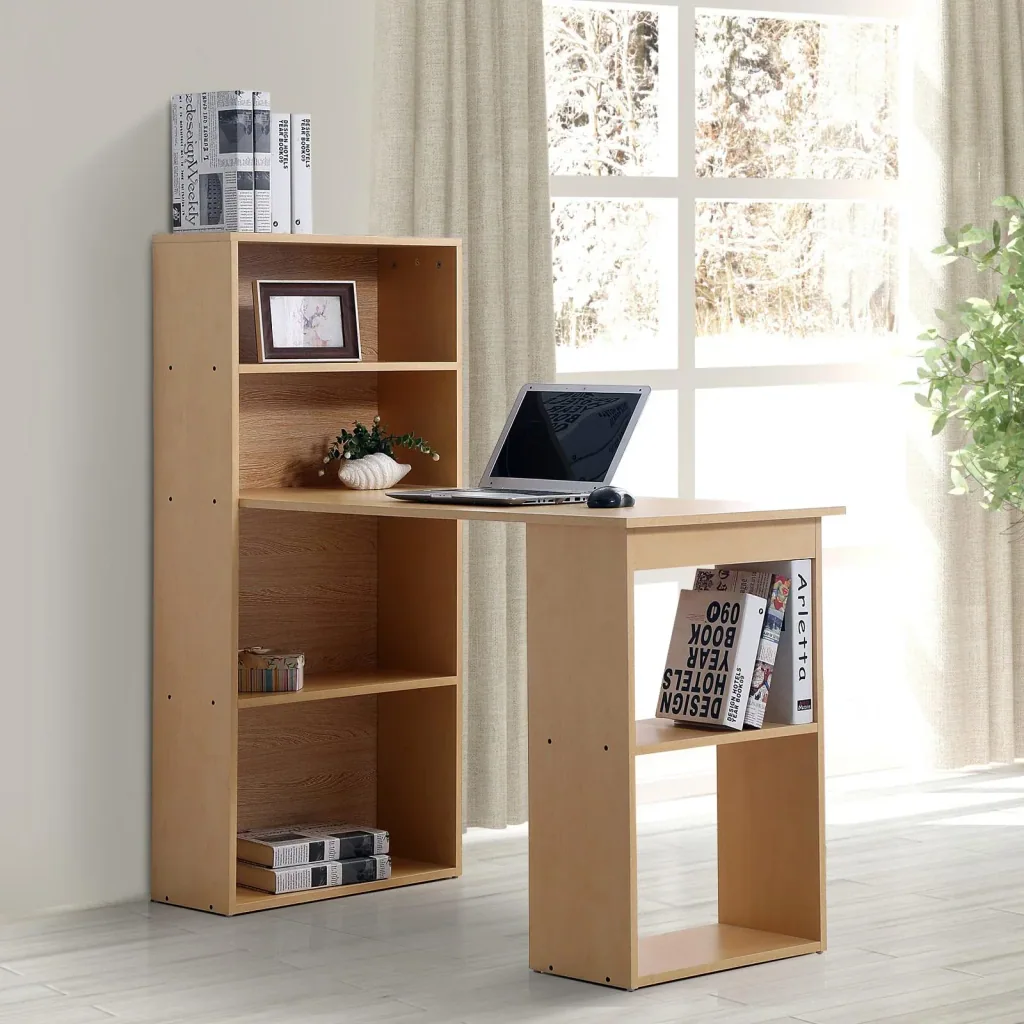 Schreibtisch mit Regal Computertisch Natur