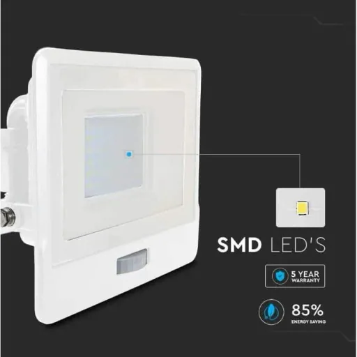 VT-138S LED-Flutlicht mit Sensor - 30 W - 2340 Lm - 4000K - Weiß