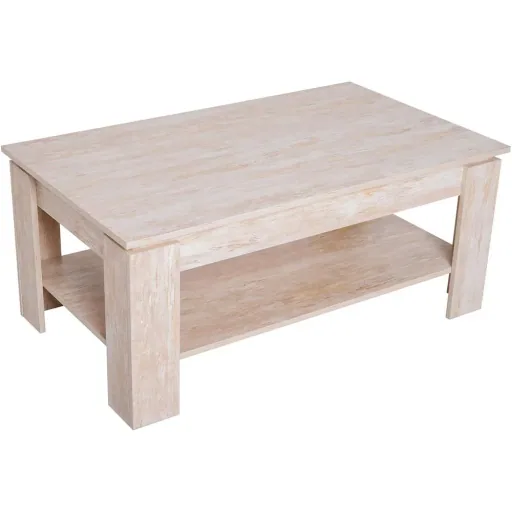 Couchtisch Beistelltisch Kaffetisch mit Ablage Pinie Holz 110 x 65 cm