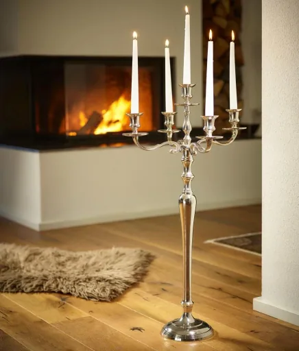 Kerzenleuchter 5-armig 78cm Aluminium vernickelt silber