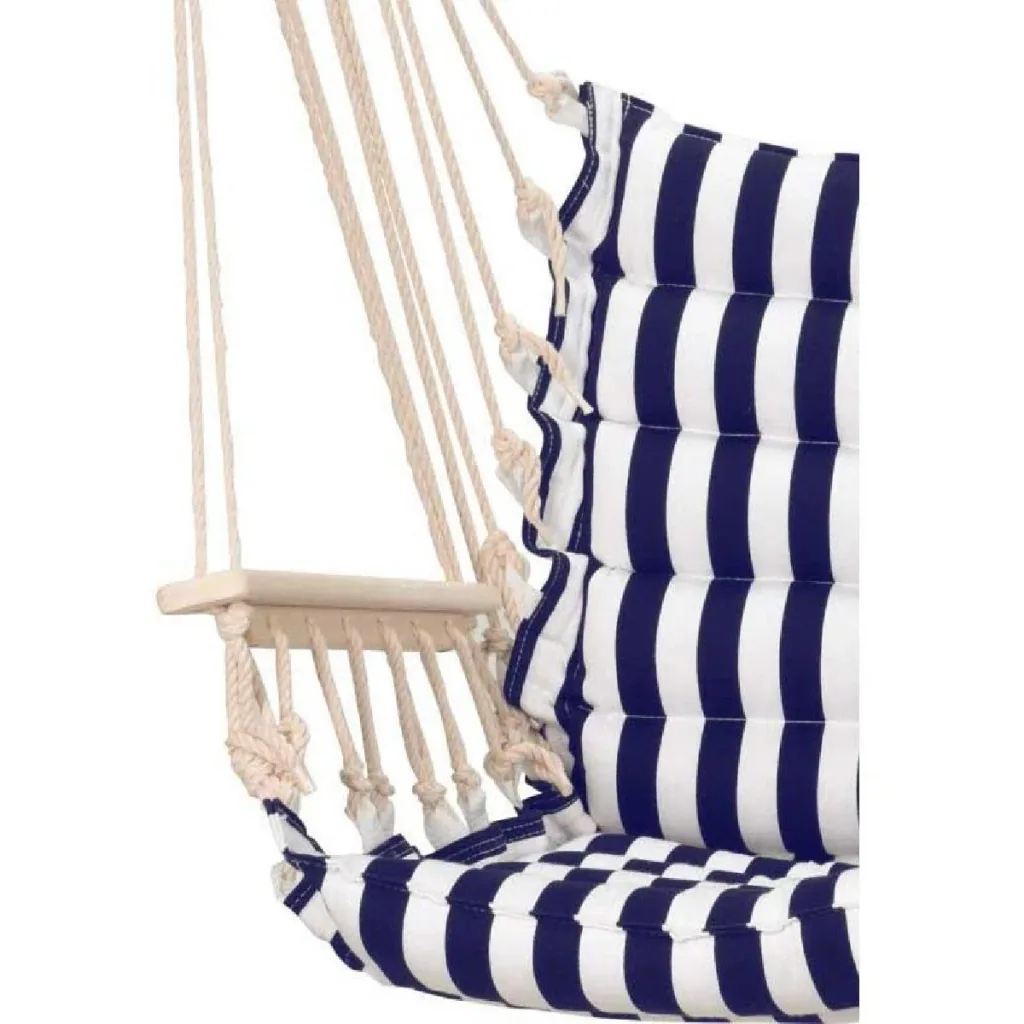 Pro Garden Hängesessel - Hängematte - Schaukelstuhl - für 1 Person - Outdoor - Marineblau/Weiß - 50x45x100cm