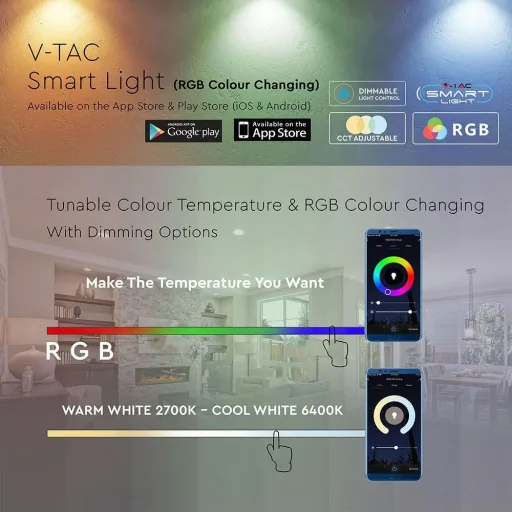 VT-5154 LED WiFi intelligente Lampe - 4,5 W - RGB+W - E14