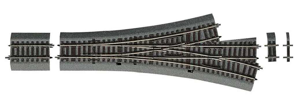 Asymmetrische Dreiwegweiche DWW15 für Handbetrieb, mit Bettung