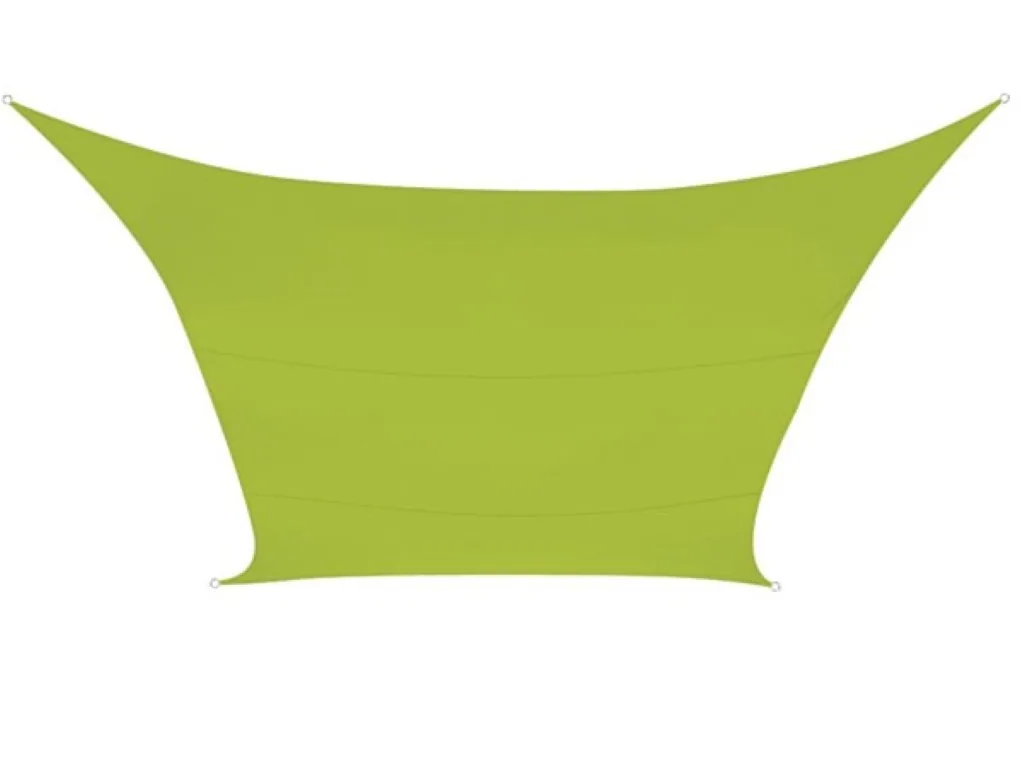 Rechteckiges 2 x 3 m Sonnensegel für Garten und Terrasse, wasserabweisendes atmungsaktives Polyester 160 g/m², 90 % UV-Schutz, Edelstahlringe, limettengrün