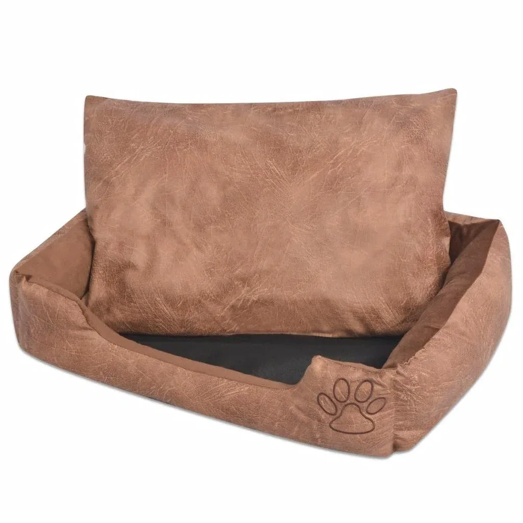 Hundebett Kissen PU-Leder Größe S beige