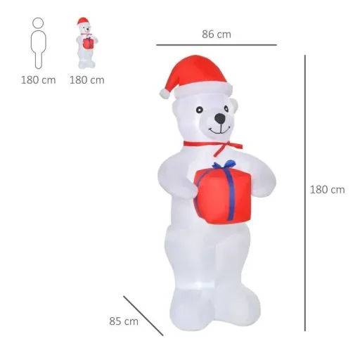Aufblasbarer Weihnachts-Eisbär 1,8 m Decorationen