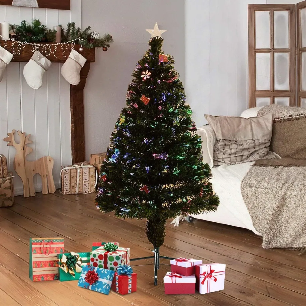 Weihnachtsbaum Tannenbaum LED Lichtfaser 120cm grün