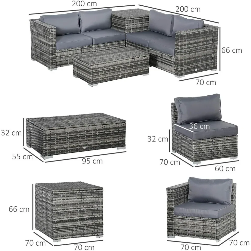 Gartenmöbel-Set 6-teilig Stahl Grau