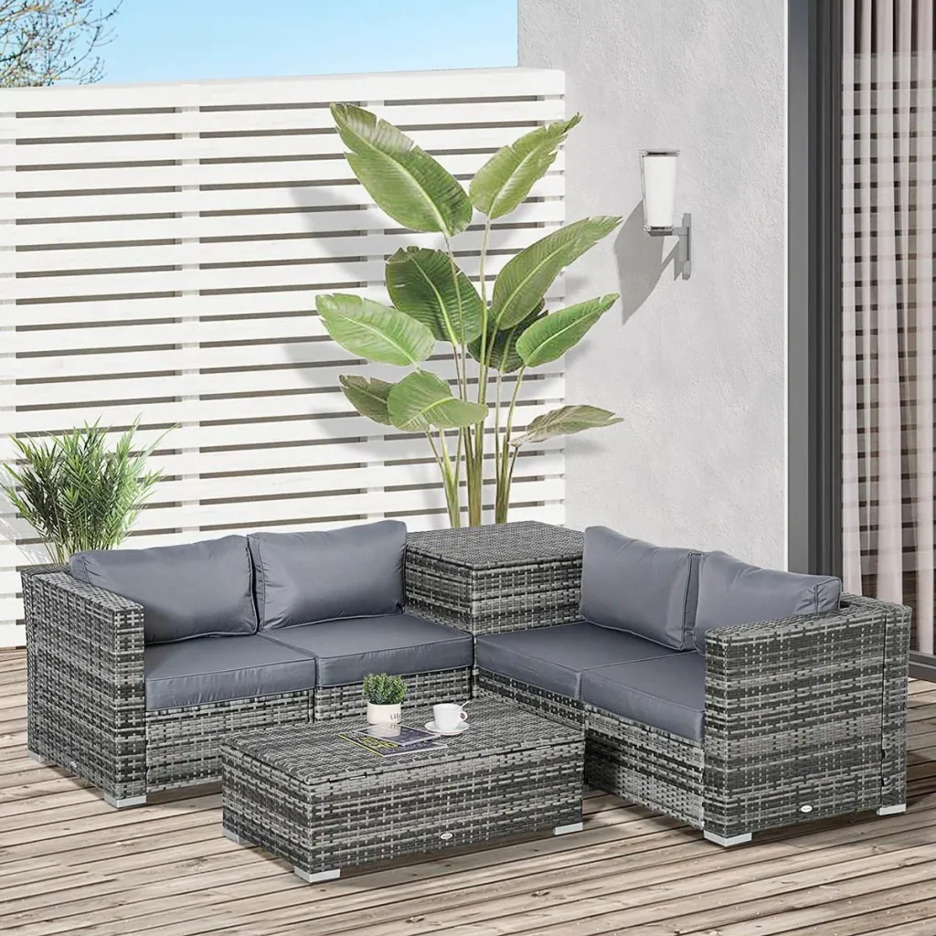 Gartenmöbel-Set 6-teilig Stahl Grau