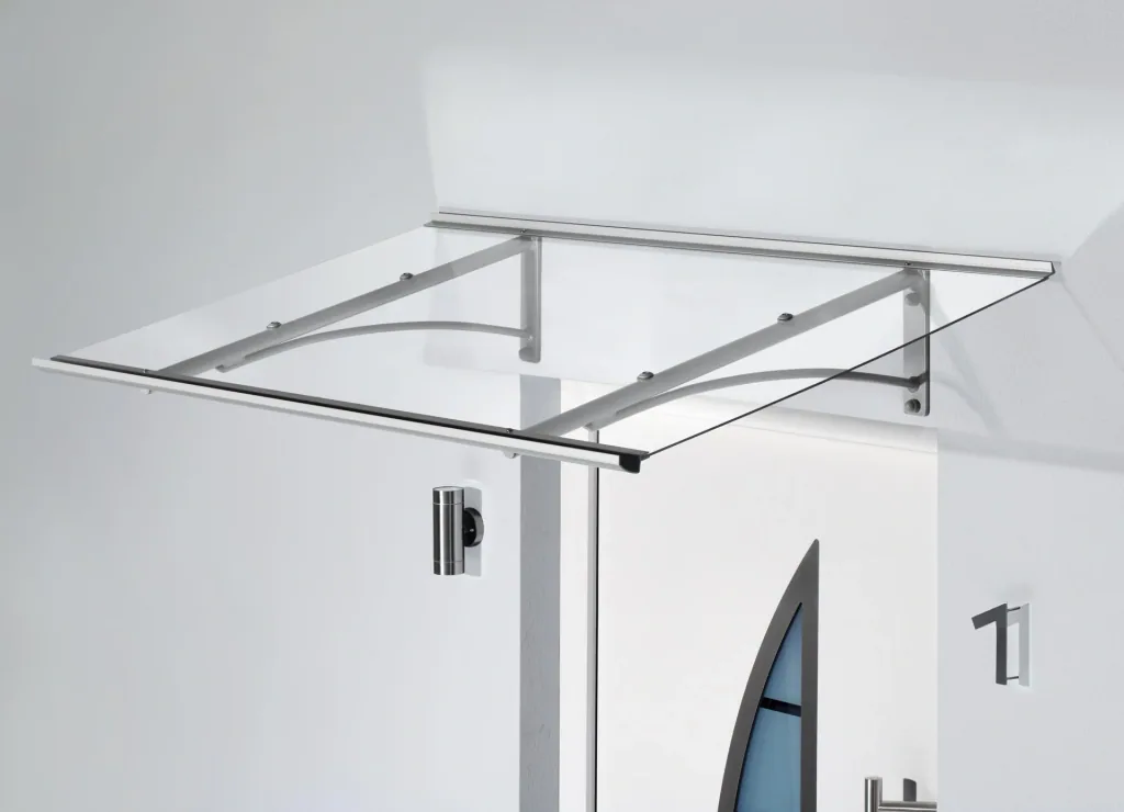 Pultvordach Typ PT gebogen, 1600 x 900 x 270 mm, Edelstahl