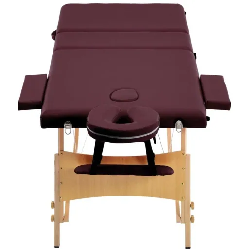 Klappbarer Massagetisch mit 3 Zonen, Holz lila