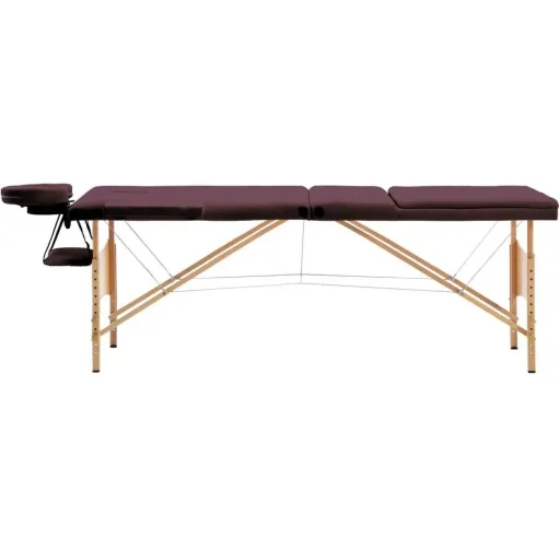 Klappbarer Massagetisch mit 3 Zonen, Holz lila