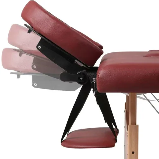 Klappbare Massageliege 3 Zonen mit Holzrahmen (rot)