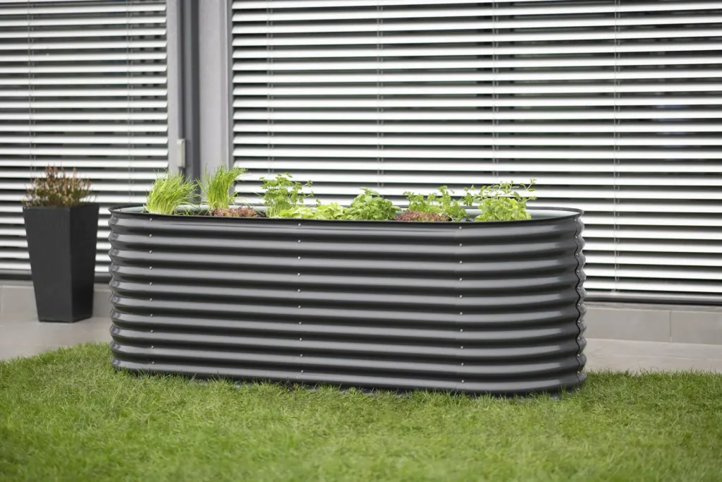 Westmann Hochbeet Grow Faster, 240×80×82 cm, Anthrazit – Metall aus verzinktem Wellblech