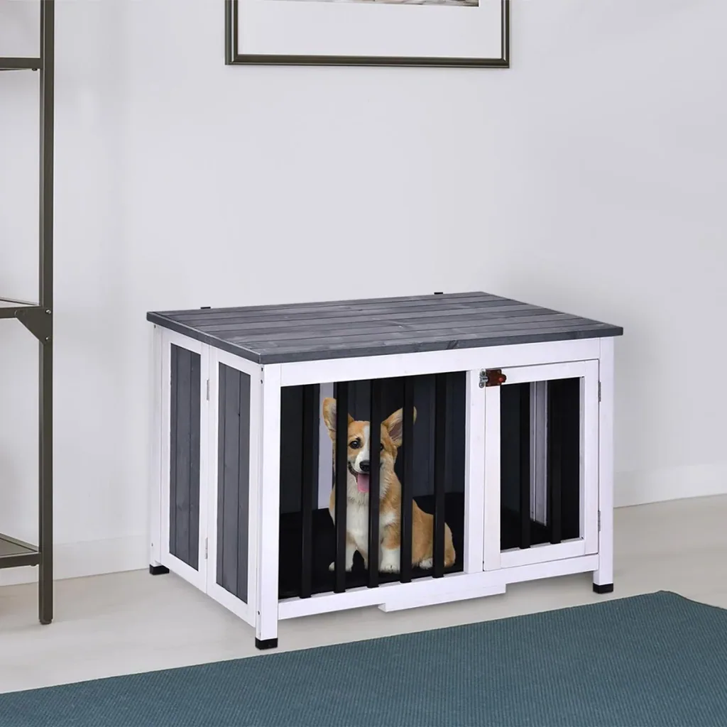 Faltbarer Hundekäfig grau/weiß