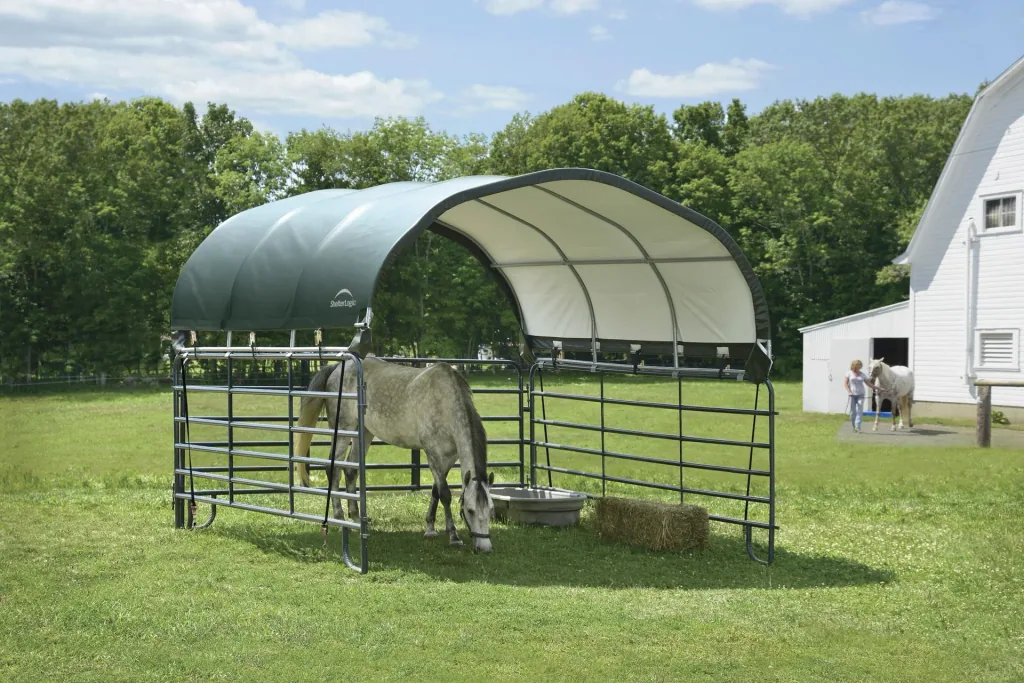 ShelterLogic Weidezelt-Überdachung 13,7 m², grün, 370×370 cm – Ersatzdach/Cover ohne Gestell, wetterfest