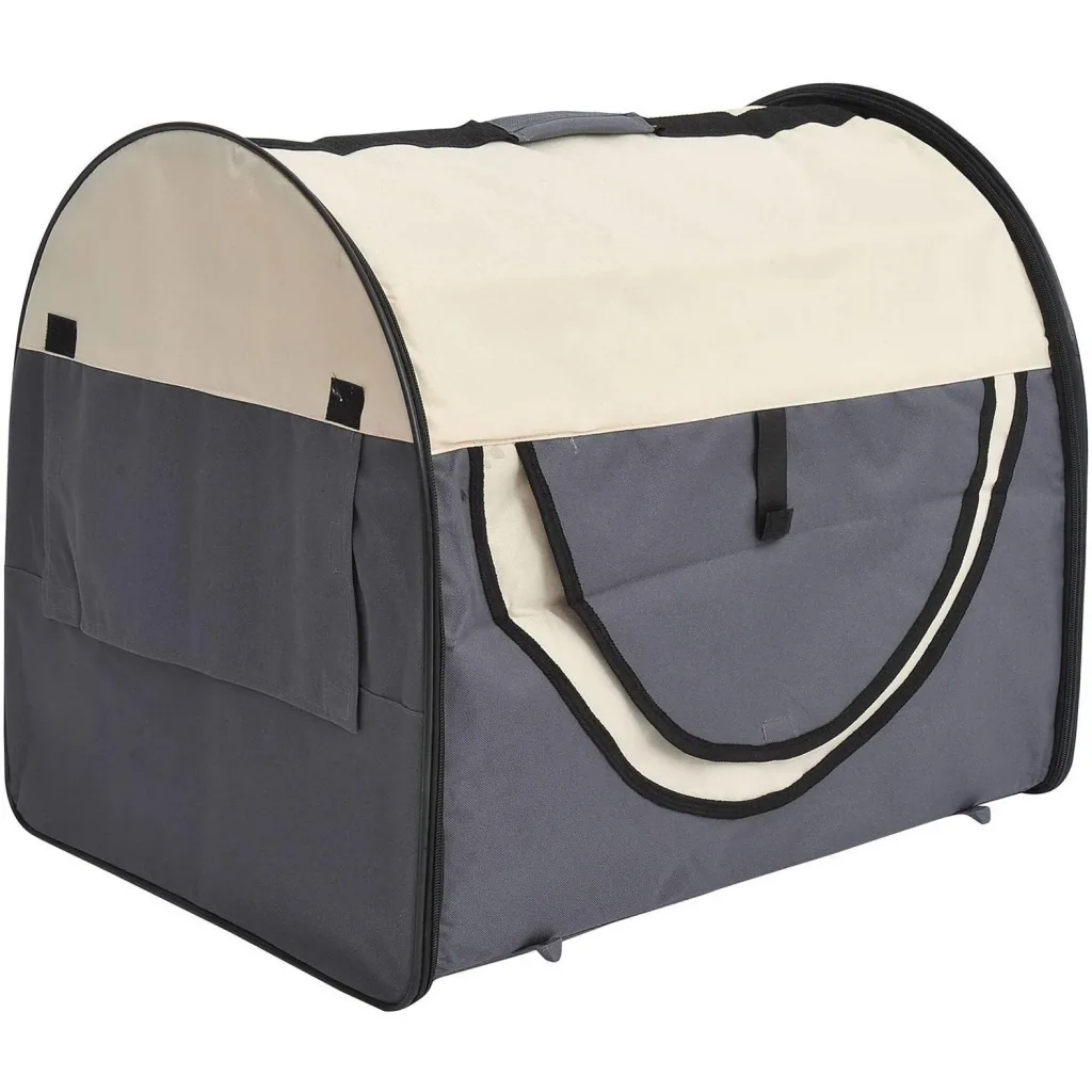 Hundetransportbox, faltbar, Größe L - 70x51x59 cm, dunkelgrau-creme