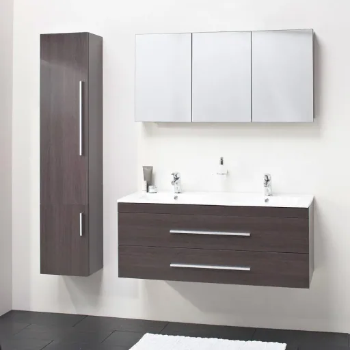 Badezimmermöbel Style 100cm links - schwartz Eiche