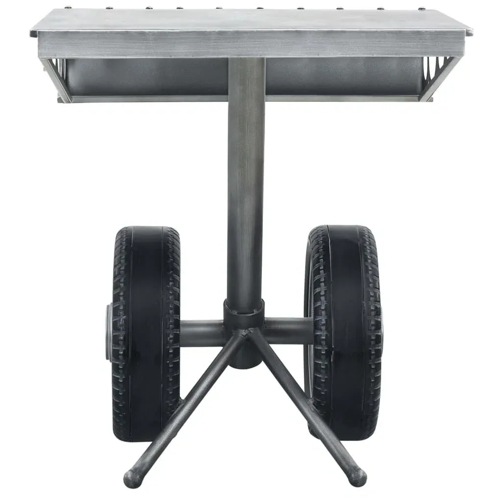 Beistelltisch mit Rad-Design 53x40x60 cm Eisen silber-schwarz