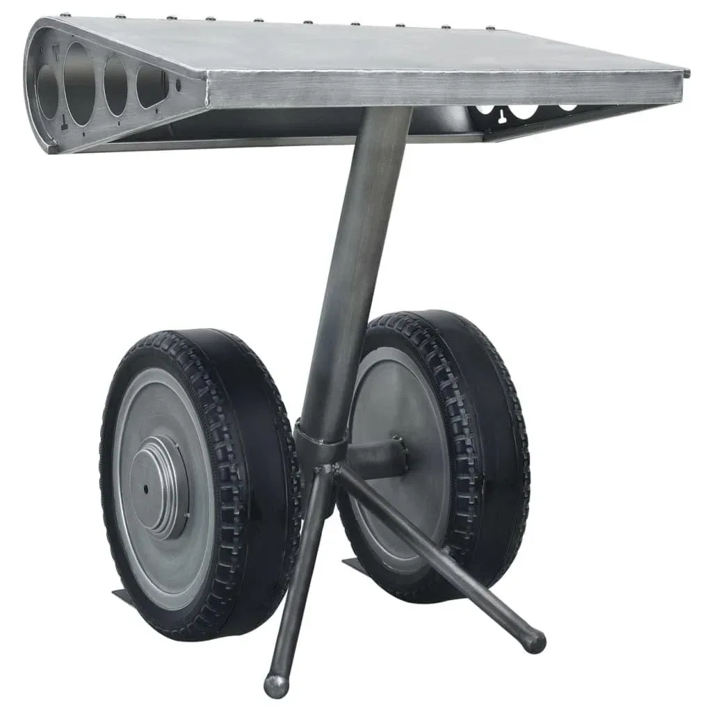 Beistelltisch mit Rad-Design 53x40x60 cm Eisen silber-schwarz