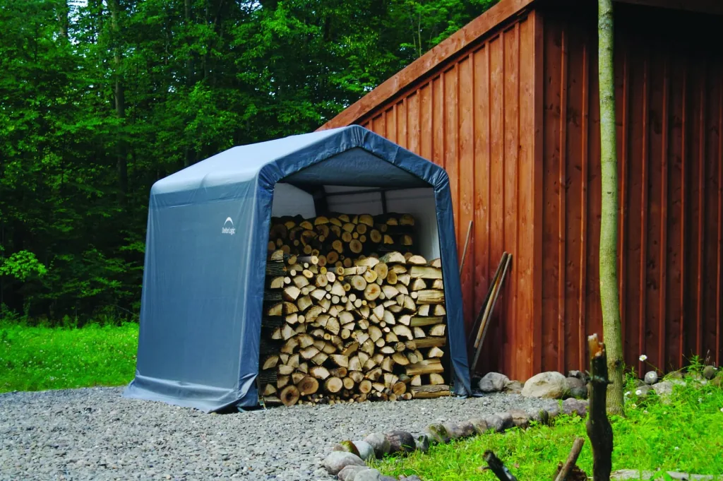 ShelterLogic Foliengerätehaus 5,76 m², grau, 240×240 cm – DuPont-Stahlrahmen, wetterfest