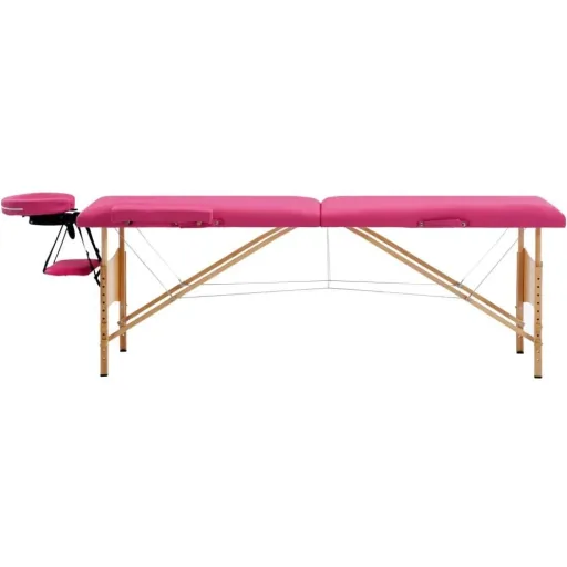 Massagetisch faltbar 2 Zonen Holz rosa