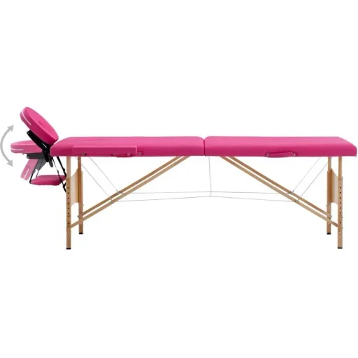 Massagetisch faltbar 2 Zonen Holz rosa
