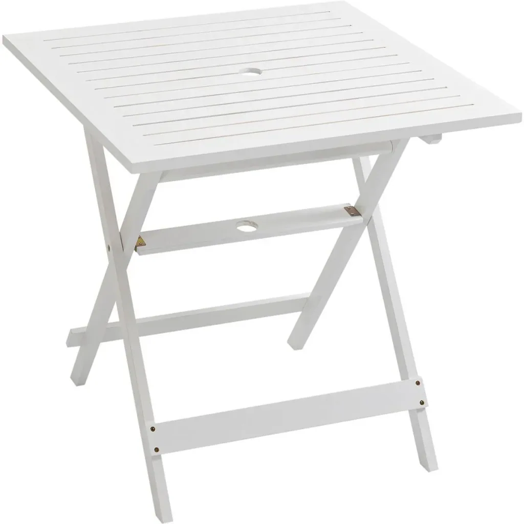 Gartentisch, quadratisch, klappbar, weiß, 70 x 70 x 70 cm