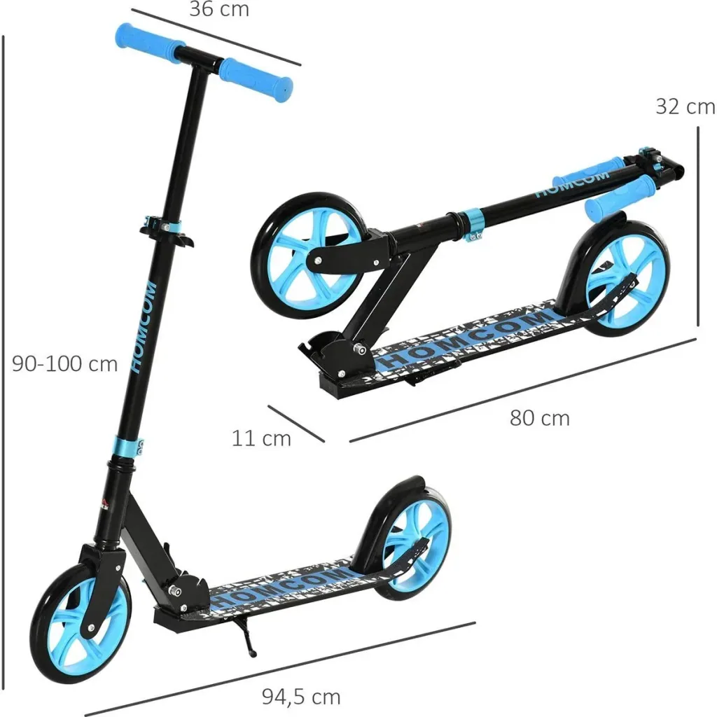 Kinderscooter klappbar Kickscooter mit Hinterbremsen für 14+ Jugend Tretroller höheverstellbar Räder 200 mm bis 100 kg b