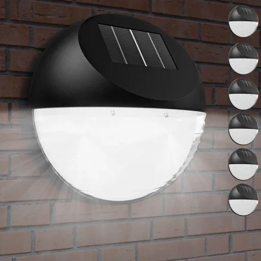LED Solar Lampe - Wandleuchte 6er Set - Durchmesser 11cm