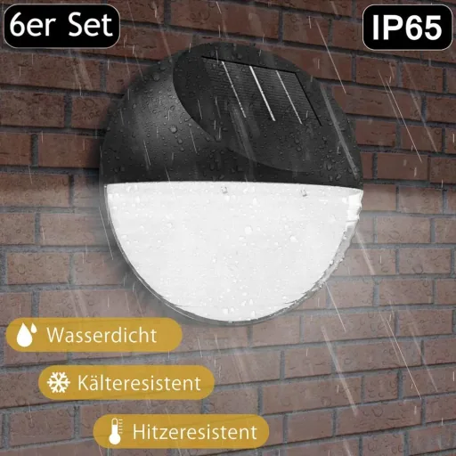 LED Solar Lampe - Wandleuchte 6er Set - Durchmesser 11cm