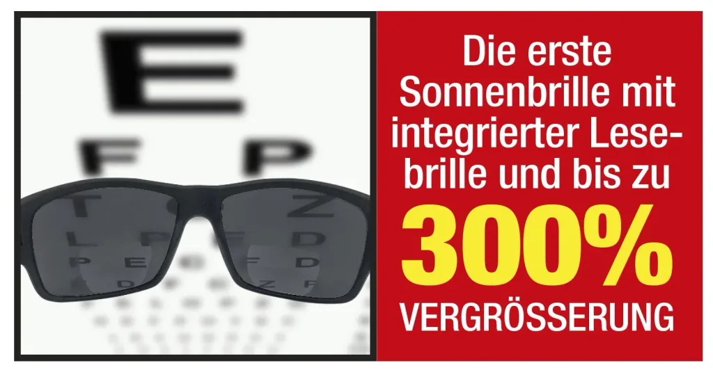 Sonnen-Lesebrille mit 300% Vergrößerung