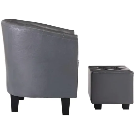 Schalensitz mit Fußhocker Kunstleder grau