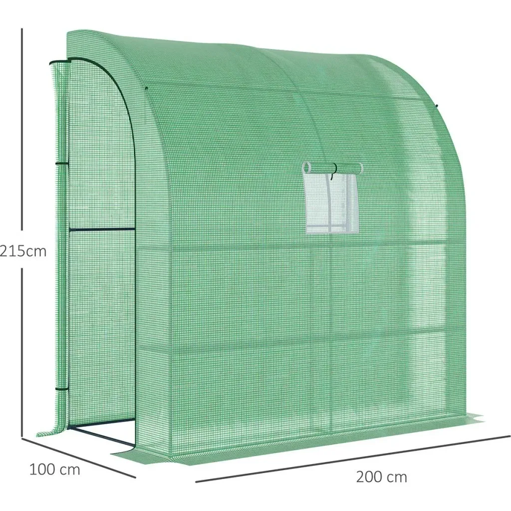 Foliengewächshaus Gewächshaus Treibhaus mit 2 Türen Pflanzenaufzucht UV-Schutz Stahl PE Grün 200 x 100 x 213 cm