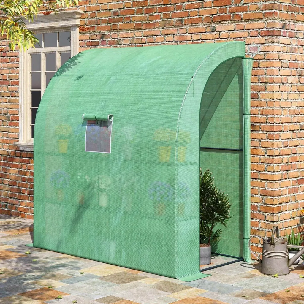 Foliengewächshaus Gewächshaus Treibhaus mit 2 Türen Pflanzenaufzucht UV-Schutz Stahl PE Grün 200 x 100 x 213 cm