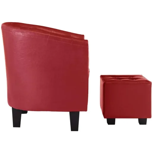 Schalensitz mit Fußhocker Kunstleder rot