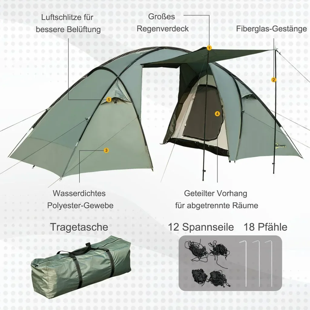 Campingzelt für 4-5 Personene grün