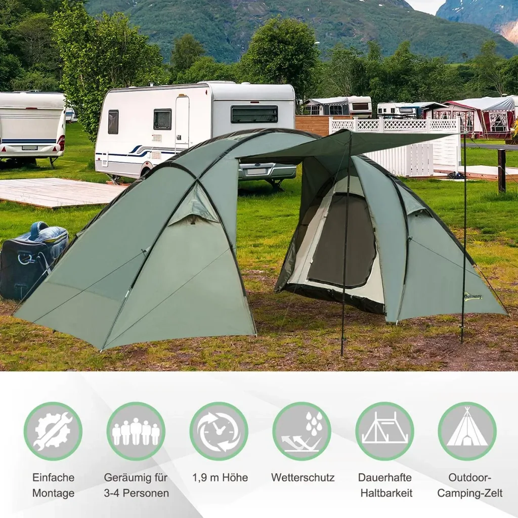 Campingzelt für 4-5 Personene grün