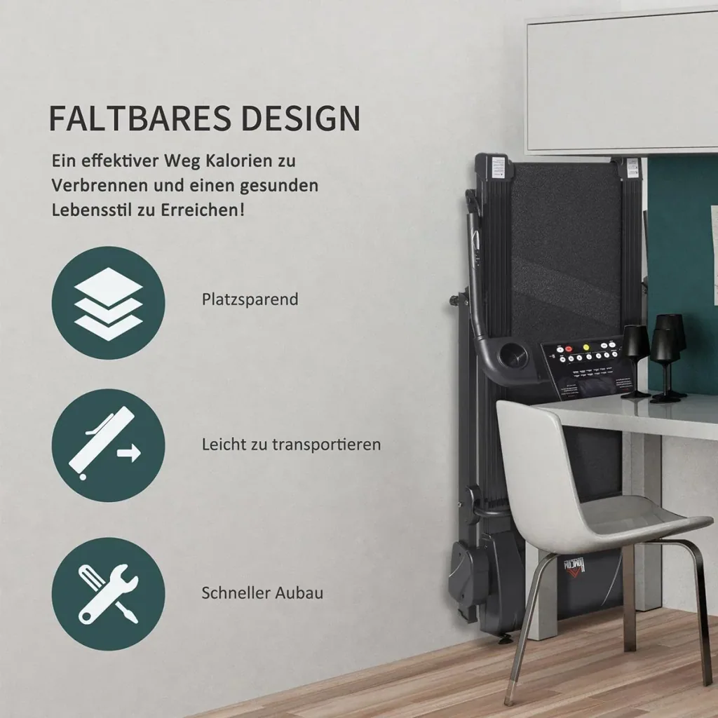 Elektrisches Laufband mit LCD-Display USB- und MP3-Player Faltbares Fitnessgerät 1-14 Km/h Stahl Schwarz 164 x 70 x 125